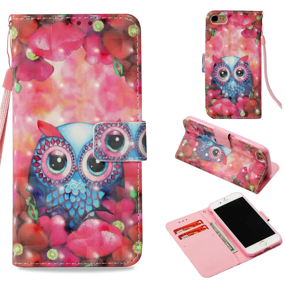 

Wallet Card Pocket Cases For iPhone X XS 6 6S 7 8 Plus Fashion Flower Dreamcatcher Bear Lace Butterfly Cover New Arrival E03Z