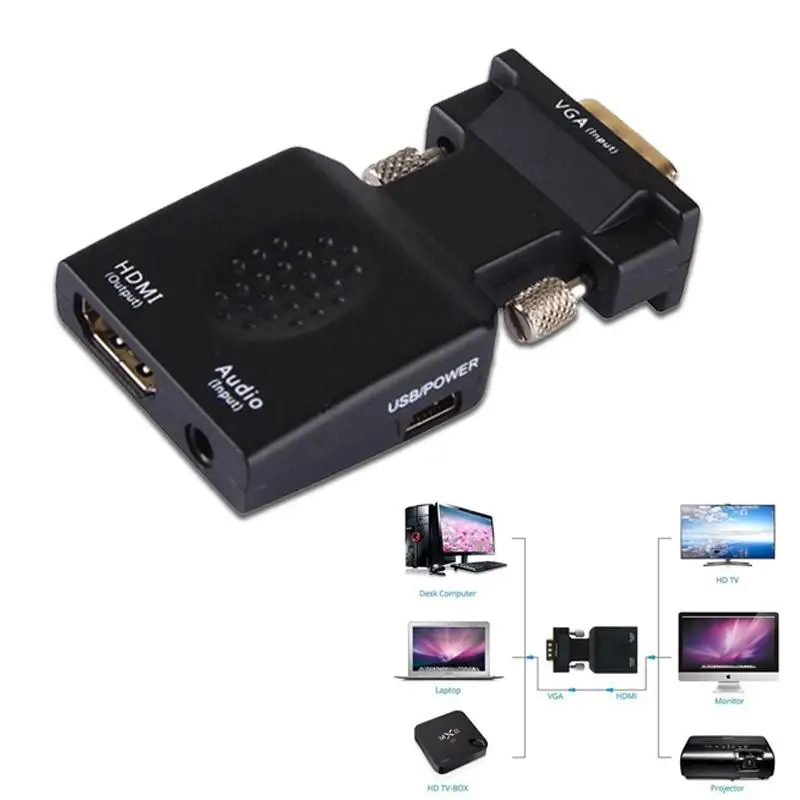 Amzdeal vehemo VGA к HDMI Трансвертер 1080 P адаптер конвертер HDMI компьютер HD