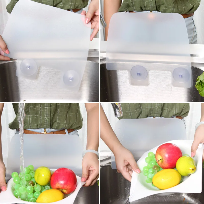 Anti Splash Water Baffle Board Water Guard Splatter Sucker Screen Kitchen Sink Tool Fruit Vegetable Washing Anti-water Board