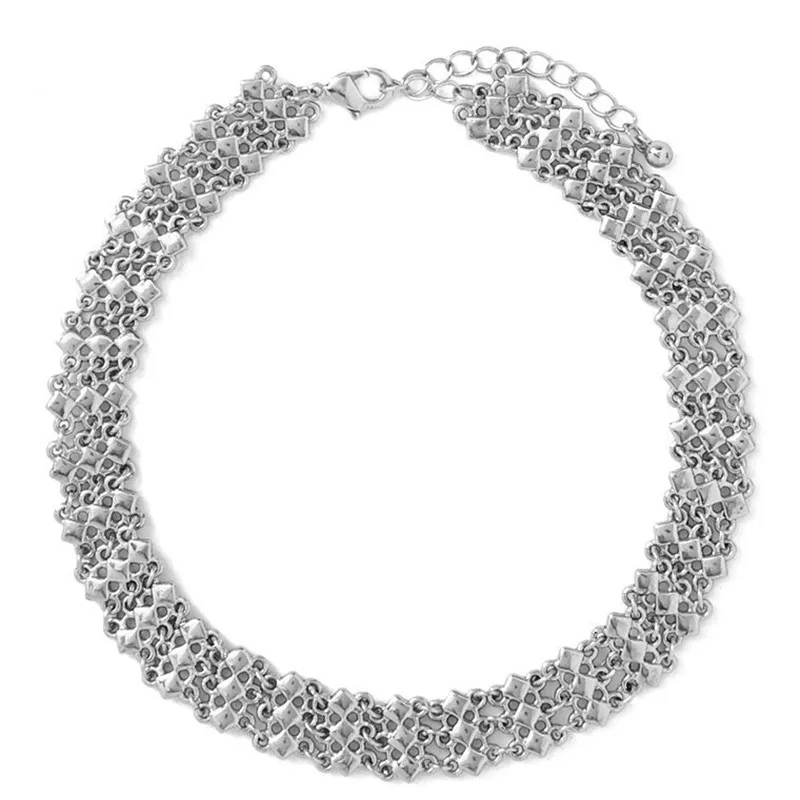 Богемное многослойное Квадратное звено Чокеры ожерелье s для женщин турецкий этнический античный посеребренный звено короткие ожерелья
