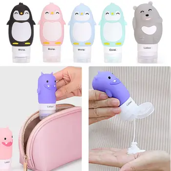 

60/80/90ML Cute Travel Food-grade Silicone Bottles Makeup Shampoo Shower Gel Lotion Sub-bottling Tube Squeeze Empty Bottle