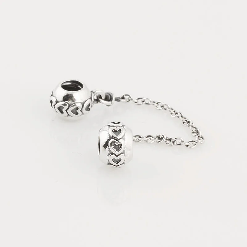 

SF201 Love Hearts 925 Sterling Silver Clip Core Lock Safety Charm Beads with Chain,DIY Jewelry Compatible With Pandora Bracelet