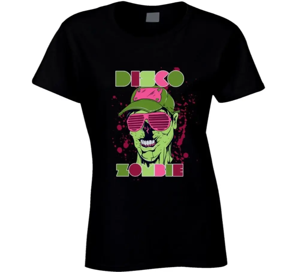 Disco Zombie Graphic Tee T Shirt Short Sleeve Cotton Women Lady Casual Short Sleeve Tees Summer