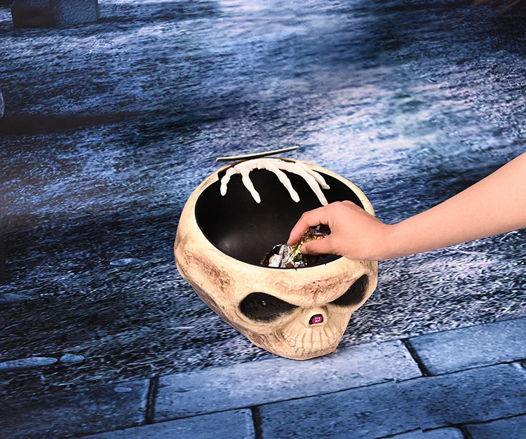 Хэллоуин электрическая игрушка Конфетница с прыгающим черепом руки страшные глаза вечерние жуткие украшения с привидениями миска-Череп Ktv бар ужас проп