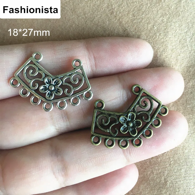 50 Pcs Fashionista vintage Metal Jewelry Connectors With 9 Loop