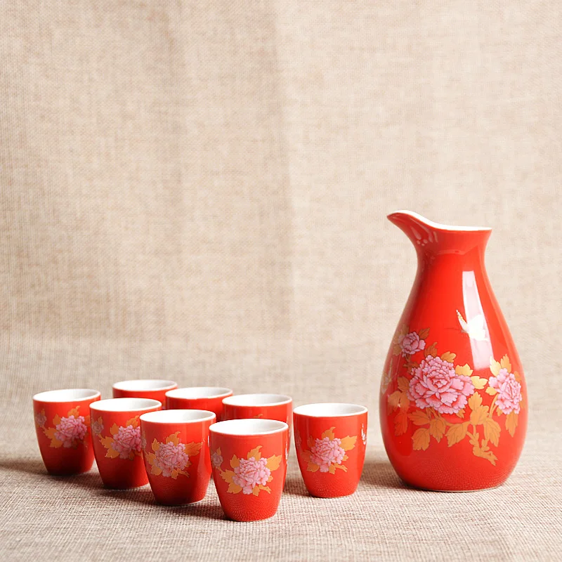 Ceramic Bar Set Wine Hip Flask Maotai Sub Wine Liquor Cup Shot Glass