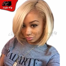 Glueless Human font b Hair b font Blonde Bob Wigs font b Brazilian b font Short
