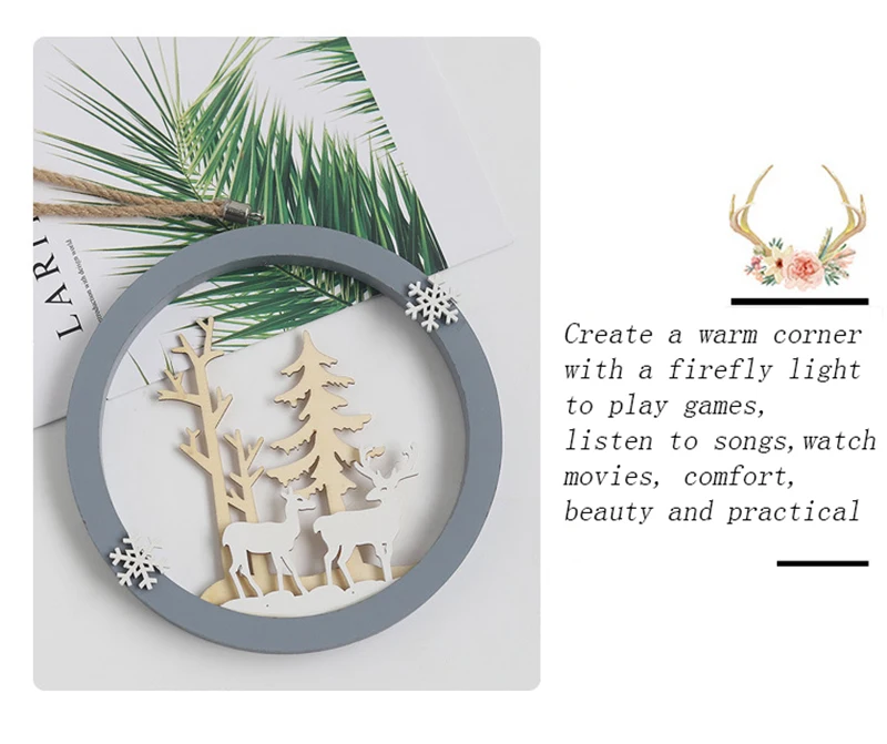 Flone Nordic Decoration Home Wooden Elk Hanging Ornaments Christmas Nursery Decor Kids Room Decoration Supplies Accessories (10)