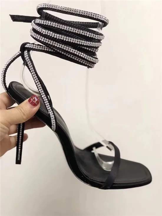 New Style Crystal Ankle Strap Women Sandals 2018 Rhinestone High Heels Gladiator Sandals Women Wedding Shoes Woman Sandalias (4)