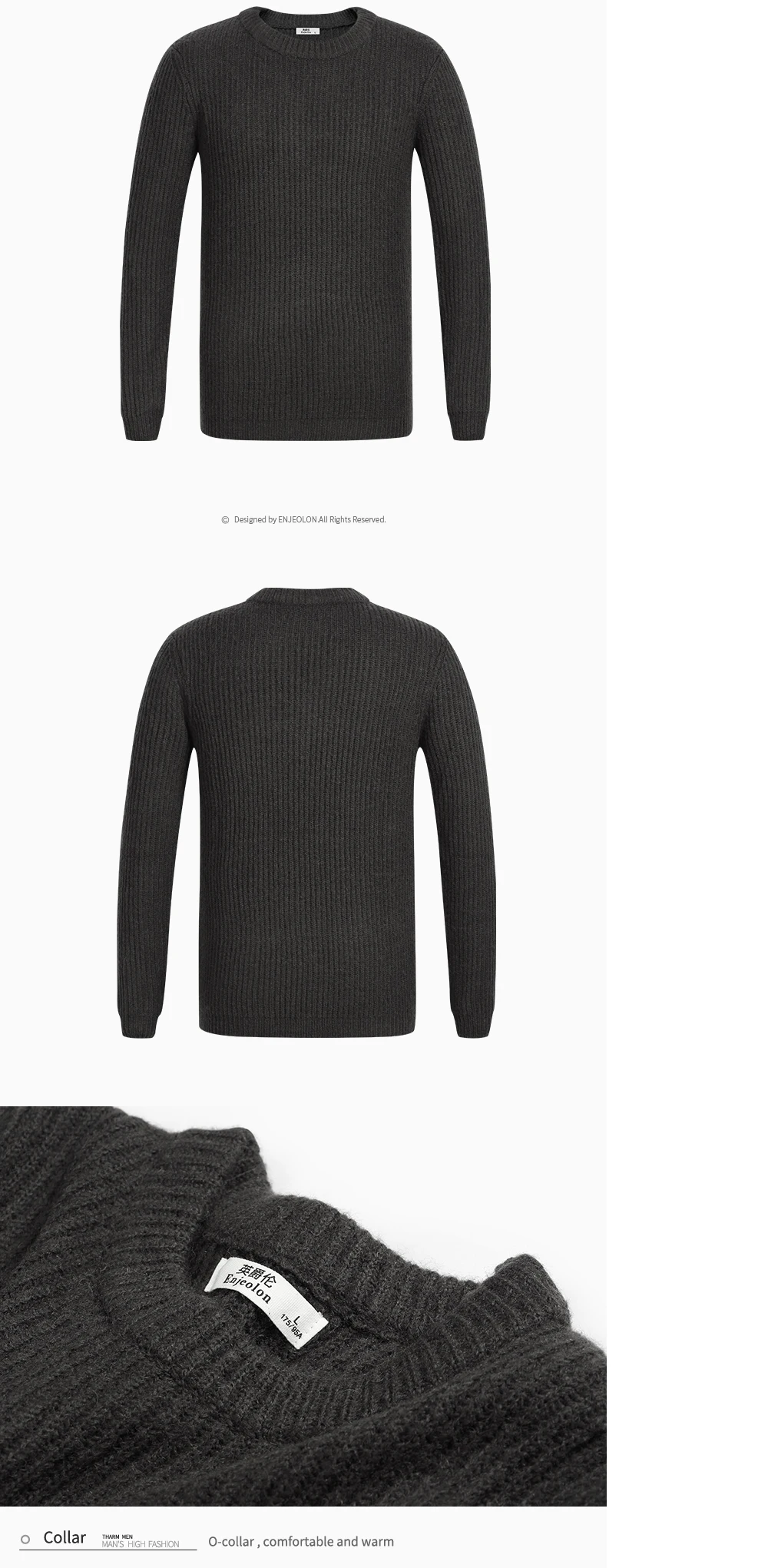 Enjeolon брендовая распродажа мужской зимний вязаный пуловер Топ Свитера повседневные с круглым вырезом свитера мужские с длинным рукавом