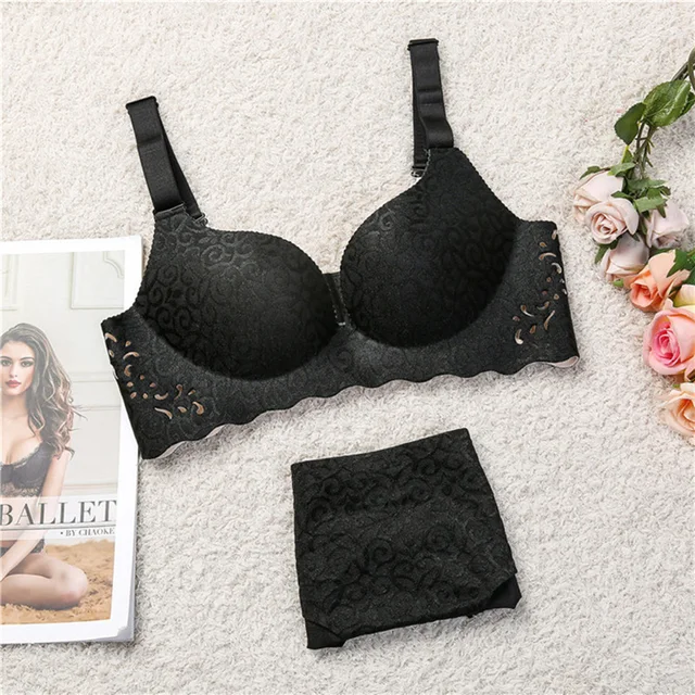 Plus Size Bra Set Push Up Underwear Women Lingerie Set Thin Cup Bras
