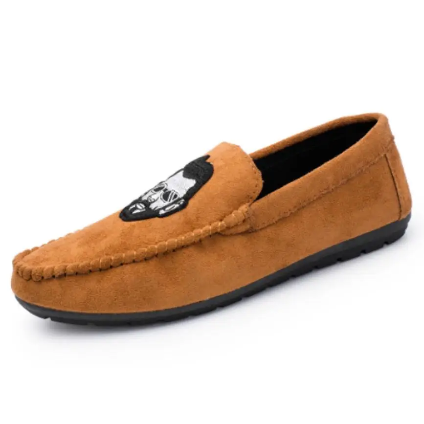 GOXPACER/демисезонные мокасины; мужские лоферы; Повседневная обувь без застежки; модная мужская обувь из флока для отдыха; для вождения - Цвет: Оранжевый