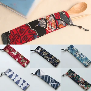 1 шт. новый модный органайзер для хранения, сумка на шнурке, японский Harajuku контейнер для холста, портативный нож, вилка, дорожные столовые приборы, сумка для рисования - изображение