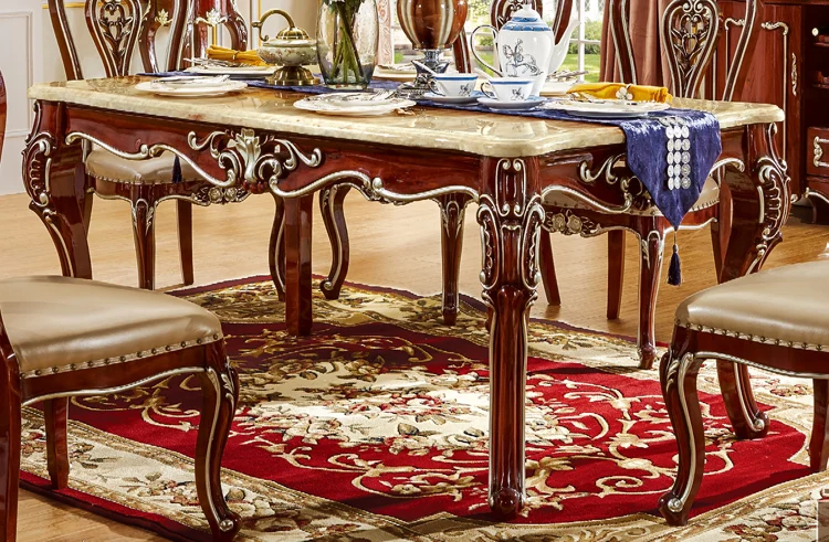 European style marble round dining table with rotating centre - 6005