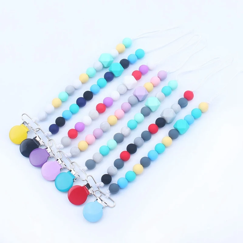 

Handmade Silicone Pacifier Chains Safe Teething Chain Baby Teether Eco-friendly Pacifier Clips Holder Chain