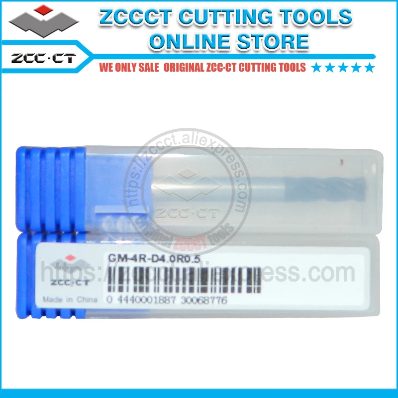 

10pcs ZCC end mills 50HRC GM-4R-D4.0R0.5 Carbide CNC 4 Flute 4 mm r0.5 milling cutter
