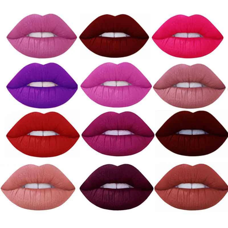 12 Color Matte Lipstick Waterproof Make Up Long Lasting Purple Pink Red Lip Gloss Tint Nude Matt Lips Stick Liquid Lipstick    
