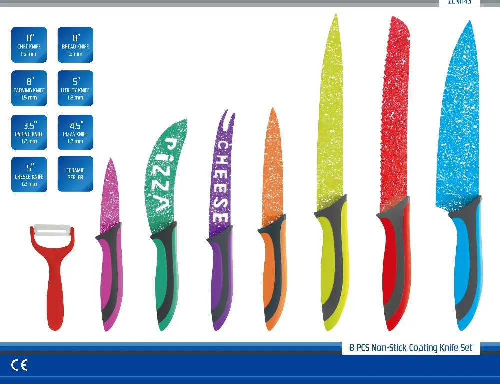 KNIFE SET Colorful non stick coating knife set 8PCS set Kitchen knife