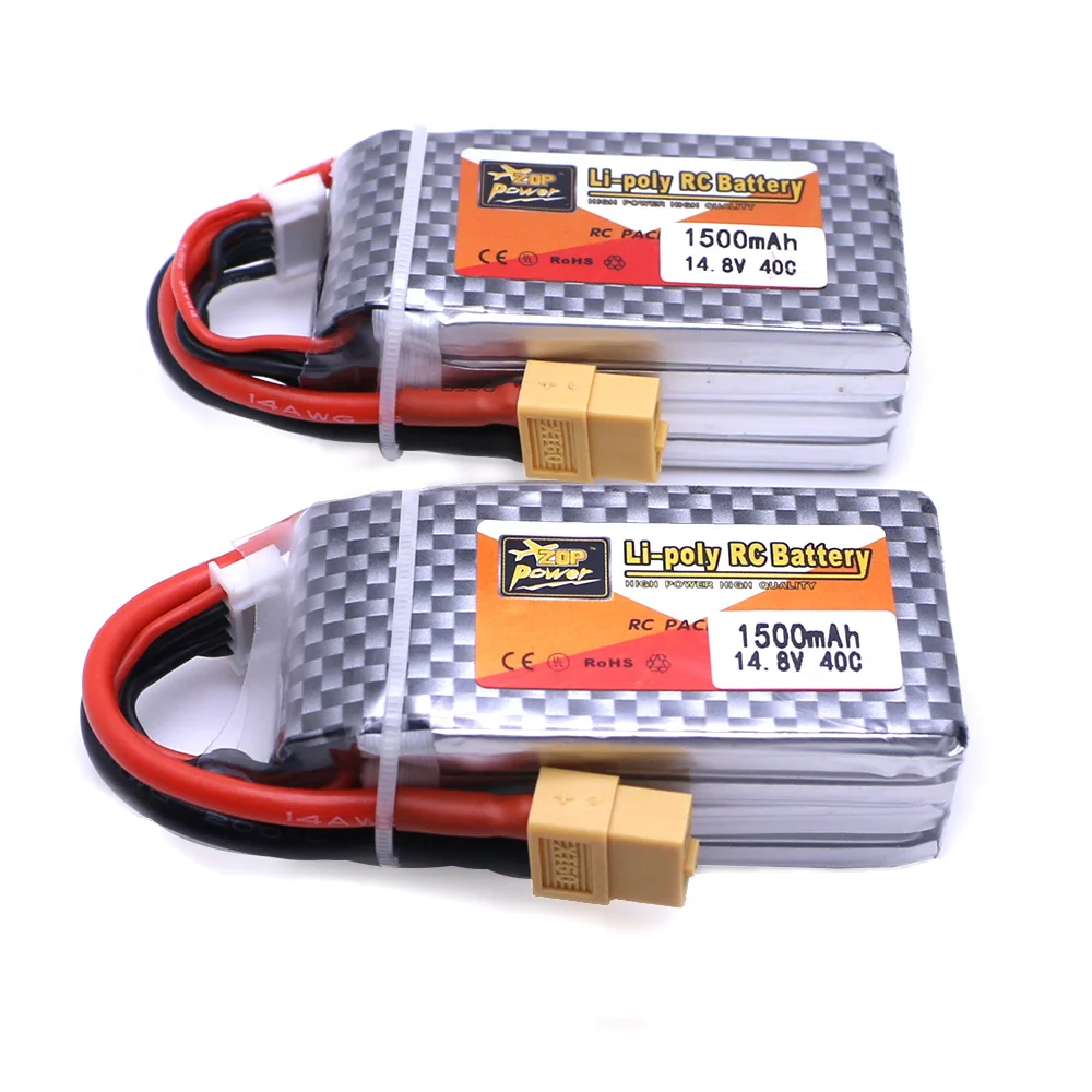 

2pcs Lipo 4S Battery 14.8V 1500mah 45C XT60 T EC5 Plug For QAV FPV Remote Control Quadcopter Truck Car Boat RC Drone Battery