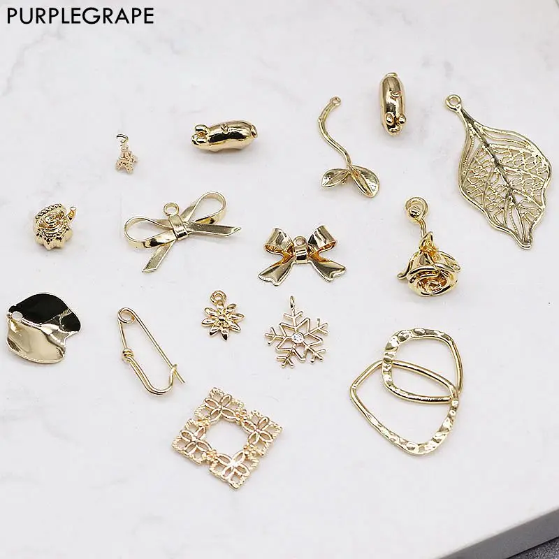 

Copper Plated Gold Earrings Pendant DIY Jewelry Accessories Handmade From Material Bracelet Necklace 2pcs