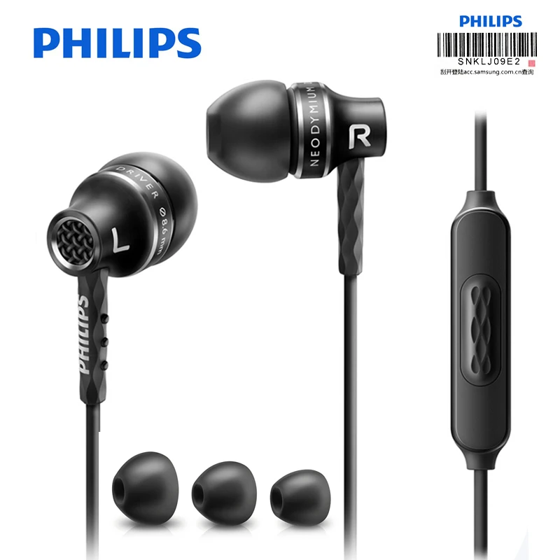 

Original Philips Hybird In-Ear Headset SHE9105 with Neodymium Technology Outdoor Sport Earphone Compatible with iOS/ Andriod
