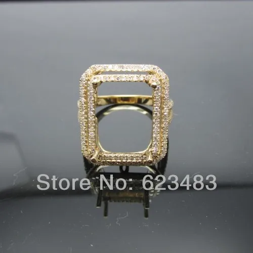

Emerald Cut 11x14mm Solid 14kt Yellow Gold Semi Mount Natural Diamond Engagement Ring