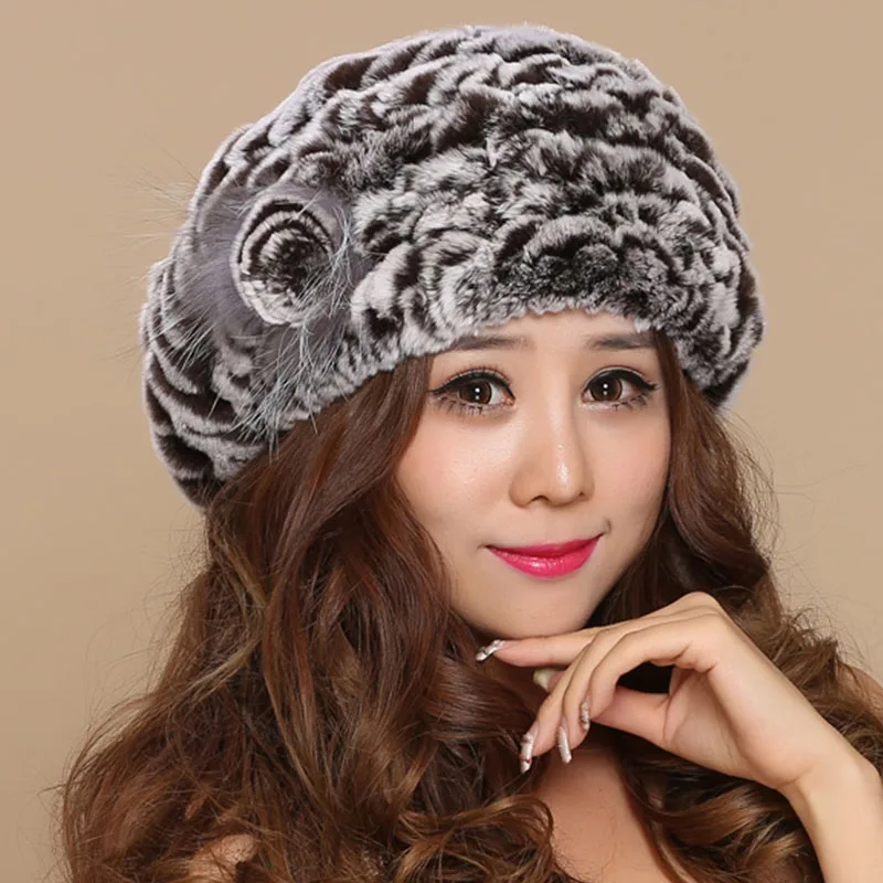 Зимняя женская шапка Btouca gorro feminino inverno Boina с натуральным мехом, женская вязаная меховая шапка, русские женские береты, шапки - Цвет: 06