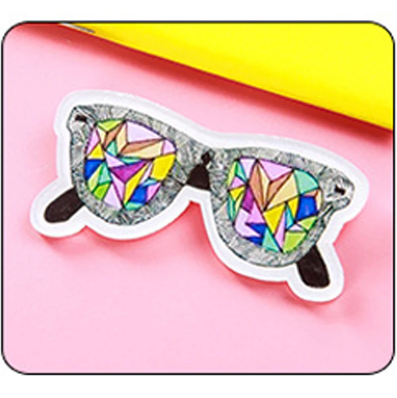 1pc Glasses Brooch Badges Backpack Fashion Acrylic Badge Classic