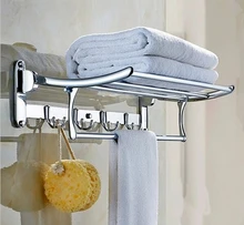 free shipping 60CM stainless stee l towel rack single bar bathroom accessories cloth rack multifunction rack hooks folding rack