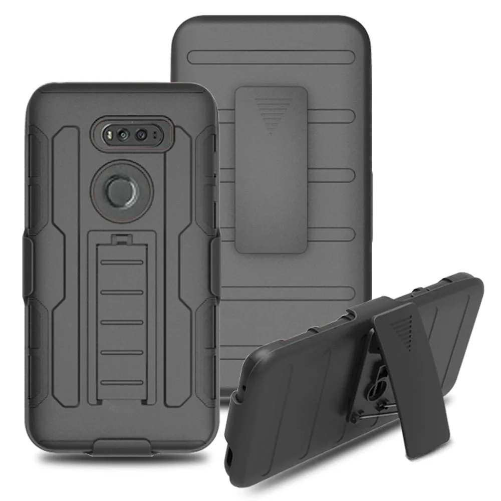 Case For LG V35+ ThinQ Heavy Duty Hybrid Rugged Case With Belt Clip