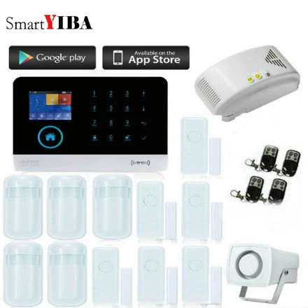 SmartYIBA Android IOS Touch Screen Keypad LCD display keypad Gas Sensor Wireless GSM SMS Smart Home Security Alarm System Kit SmartYIBA Android IOS Touch Screen Keypad LCD display keypad Gas Sensor Wireless GSM SMS Smart Home Security Alarm System Kit