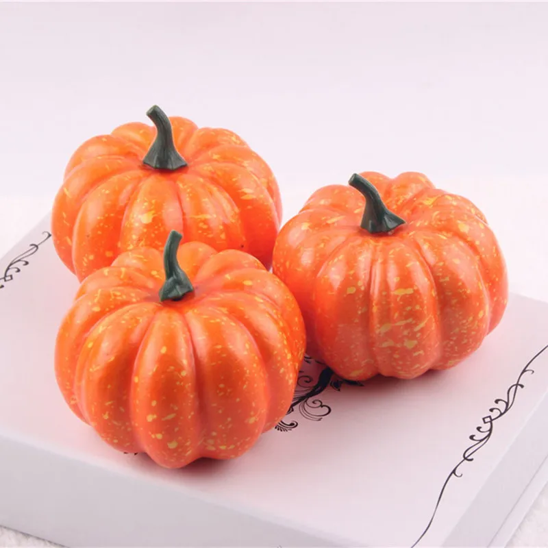 

New Mini artificial fake decorative pumpkin Halloween Props faux vegetables Pretend Play photography property food 2PCs
