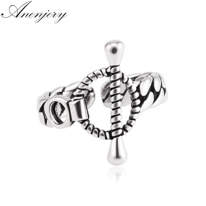 

Anenjery Anenjery Vintage Fashion 925 Sterling Silver Geometric Circle Opening Rings For Men Women Jewelry anillos mujer S-R96