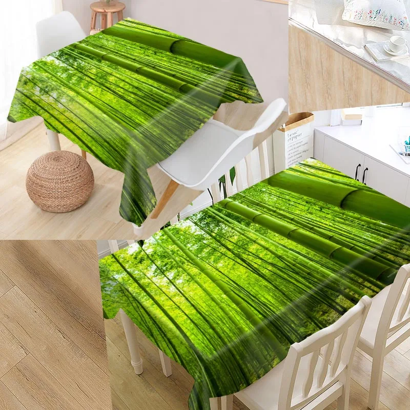 

Custom Bamboo Tablecloth Art Simplicity Pattern Oxford Fabric Dustproof Dinner Table Cloth Party Decoration Table Cover