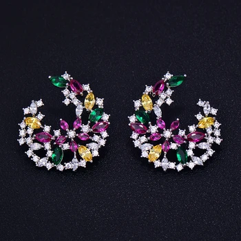 

GODKI Fashion AAA Cubic Zirconia Brilliant Elegand Stereo Hollow Flower Stud Earrings for Women Earring Fashion Jewelry