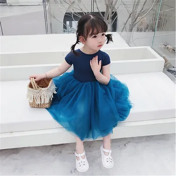 

Mihkalev 2020 summer kids dresses for girls princess dress for birthday party wear Patchwork children mesh tutu dresses