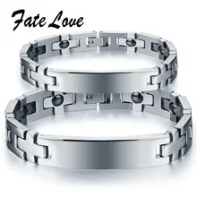 Панк магниты браслет пару здоровья магнитная Нержавеющая сталь женские мужские Браслеты 21 см Длина ID браслет FL8403