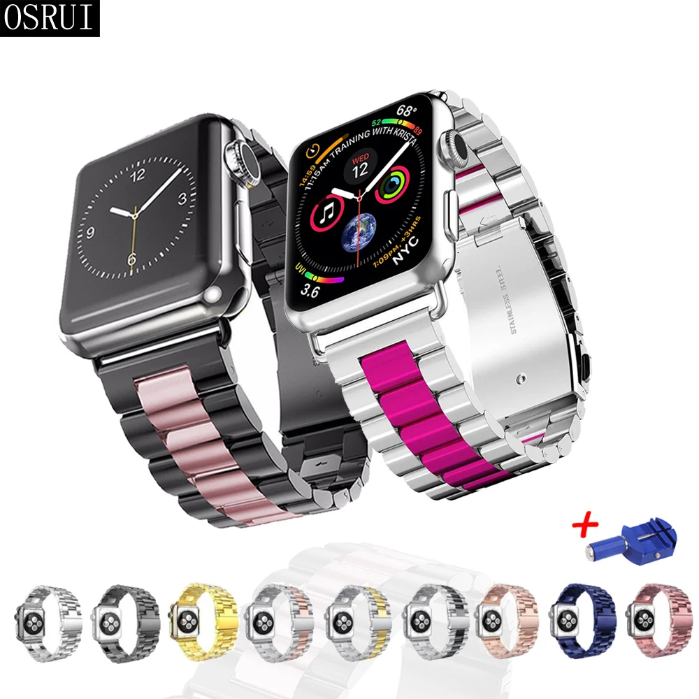 Ремешок для apple watch Band 44 мм 40 correa iwatch 42 38 3 2 браслет из нержавеющей стали pulseira 4