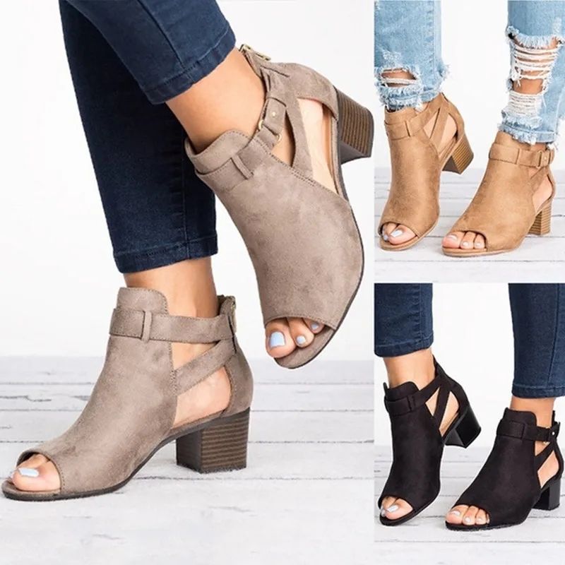 

Spring Boots Women Pointed Toe Out Ankle Boot Women Square Heel Bota Feminina Single Shoes Leather Ladies Ankle Boots WF91