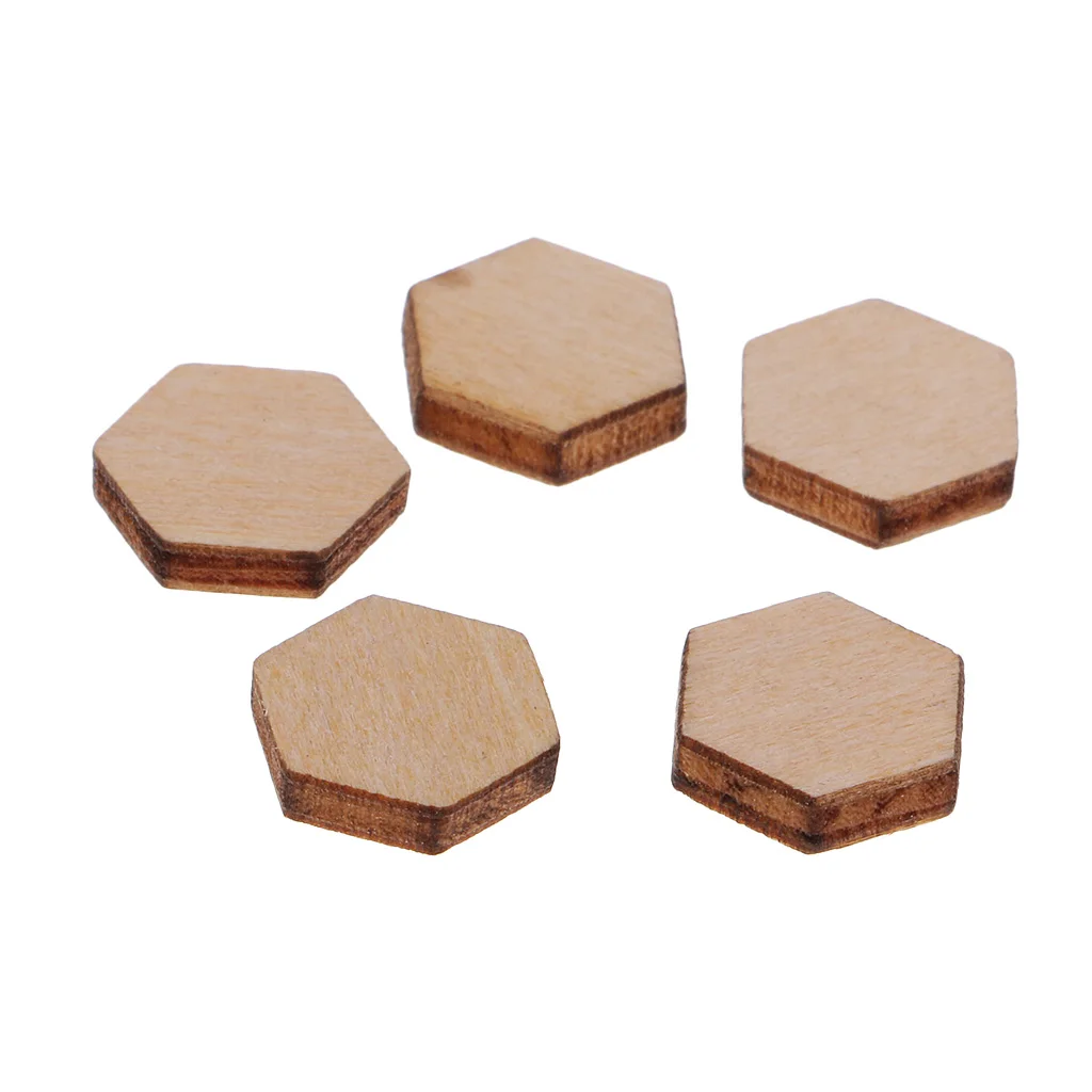 50/100/200pcs Wooden Hexagon Shapes MDF Cutouts Blank Embellishments Craft for DIY Scrapbooking Card Making Decoration Ornaments