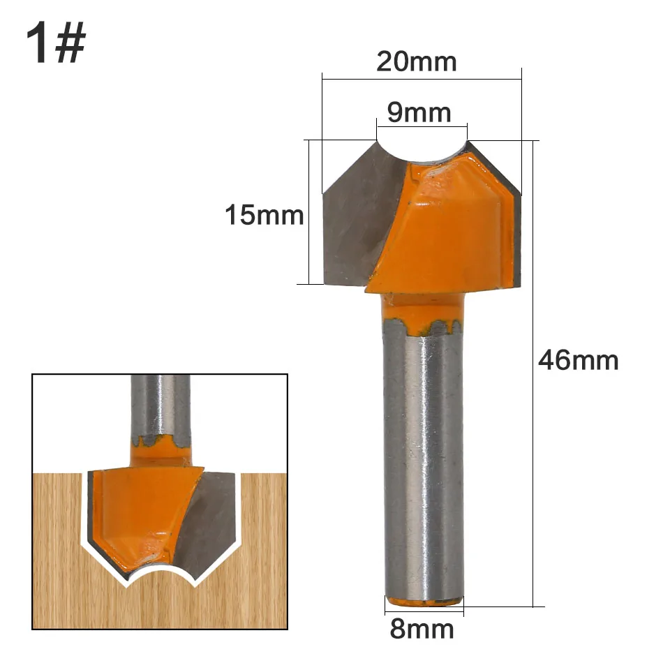 1 шт. 8 мм хвостовик двойной дуги Dragon Ball головка фрезы профессиональный класс круглый над деревом фрезы деревообрабатывающий гравировальный резак - Длина режущей кромки: NO 1