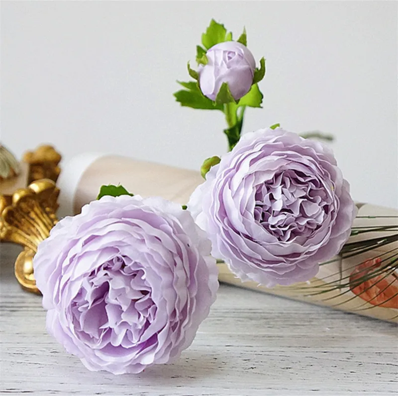 3 Heads Artificial Rose Peony Flower branch with leaves Silk flores peonies for indoor Home table decor wedding decoration party supply 13 21