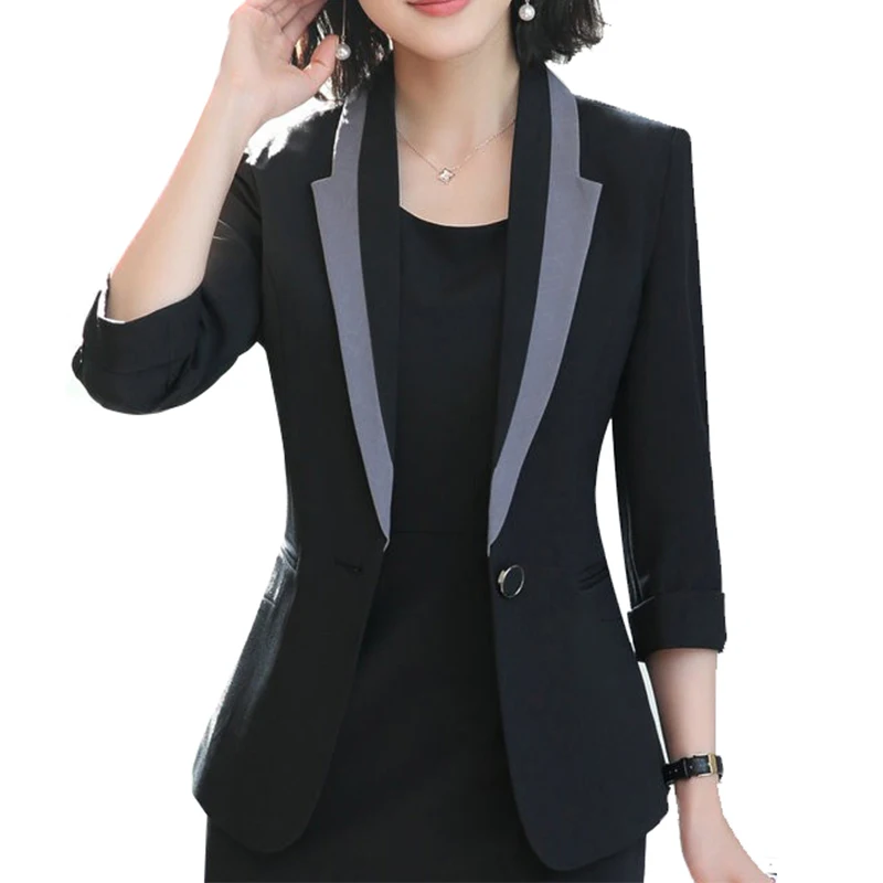 

2019 New Plus Size 4XL Womens Business Suits Spring Autumn All-match women Blazers Jackets Short Slim Half-sleeve Blazer Women