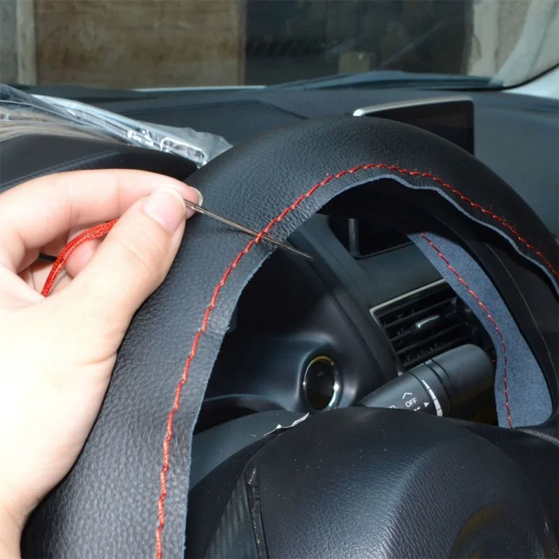 Новинка 37 см/38 см DIY чехлы на руль мягкая кожаная оплетка автомобиля с игольчатой