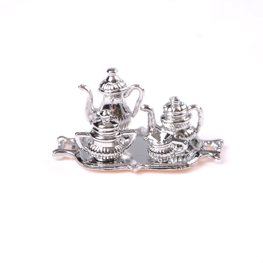 New Arrival Mni Tea Pot Toys 1:12 Dollhouse Miniature Kitchen Toys 5Pcs/set Metal Silver Tea kettle Furniture Play Food New Arrival Mni Tea Pot Toys 1:12 Dollhouse Miniature Kitchen Toys 5Pcs/set Metal Silver Tea kettle Furniture Play Food