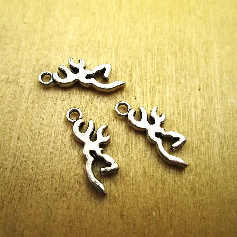 

30pcs-- 22x9mm Deer Head Silhouette charms Deer Antlers Charms Pendants DIY necklace/ bracelets charms antique silver tone