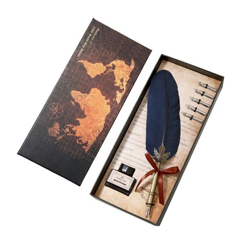 Изысканная Ретро Ручка перьевая набор нежная коробка для свадебного подарка пишущий чернильный фонтан ручка Quill канцелярские