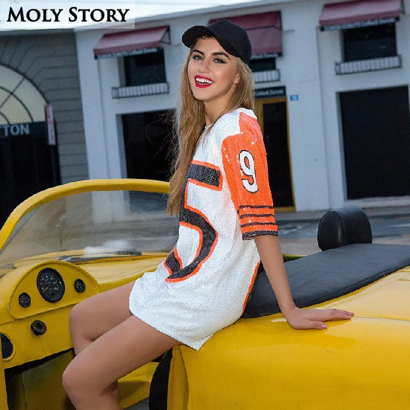 الترتر الأعلى النساء الورك البوب المتضخم تي شيرت ليلة نادي الرقص ارتداء