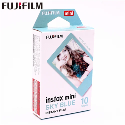 Fujifilm 10 листов звезды полоса ЦУМ черная рамка Миньон мгновенная пленка фотобумага для Instax Mini 8 7s 25 50s 90 9 SP-1 - Color: Blue Sky