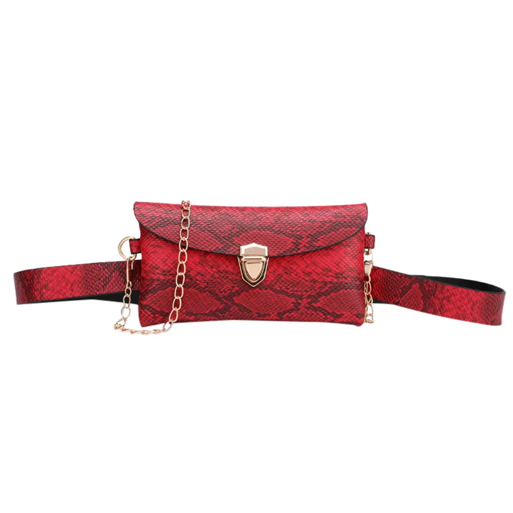 

Women Fanny Pack Vintage Serpentine Waist Pack High Quality PU Leather Phone Pouch Fashion Snake Skin Waist Bag Messenger J20